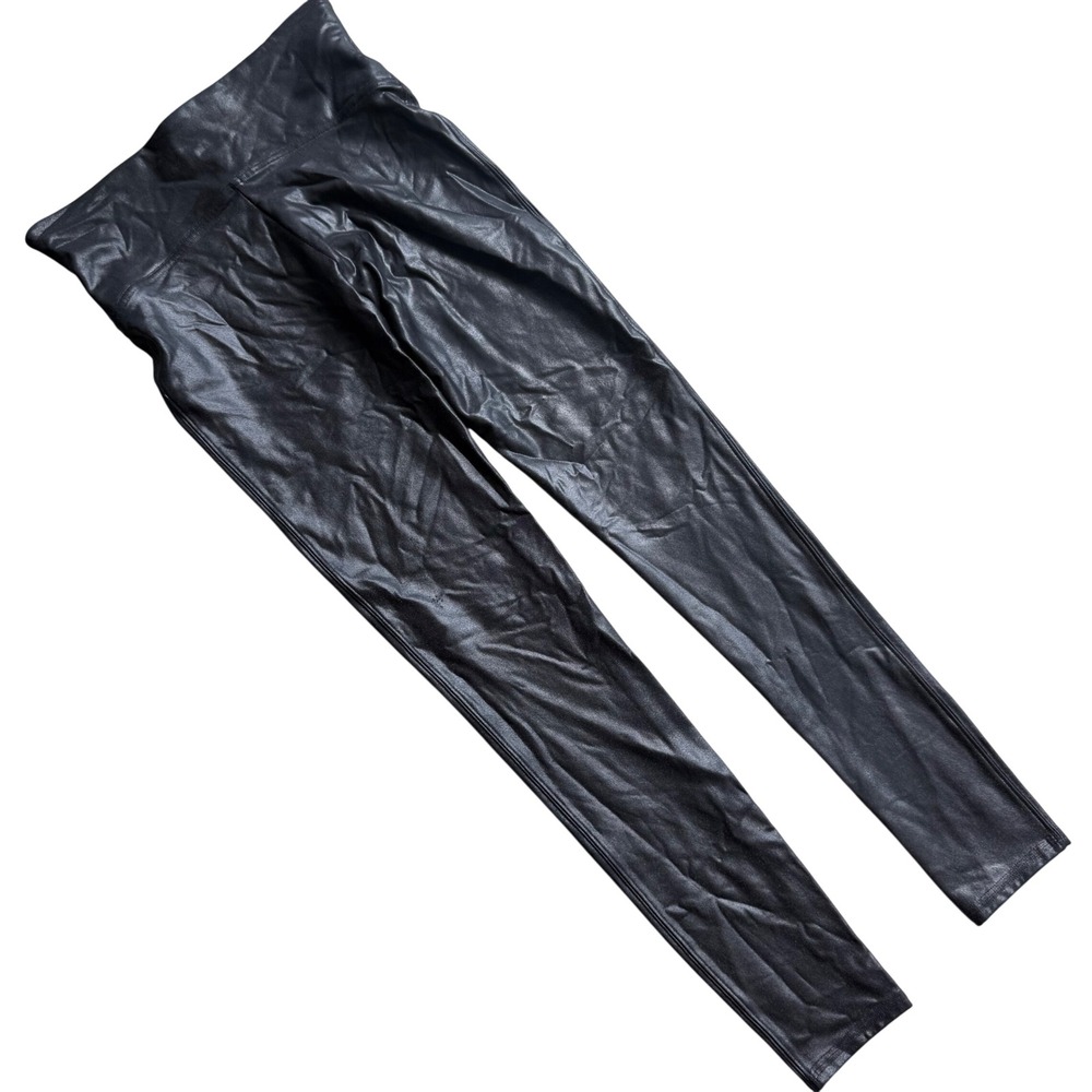 Spanx Faux Leather Leggings‎ Black Booty Boost Womens M High waist Indie Sleaze